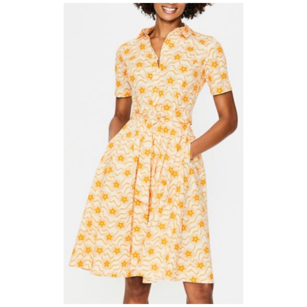 BODEN Yellow Floral Anastasia Short Sleeve Shirt Dress - Picture 1 of 4